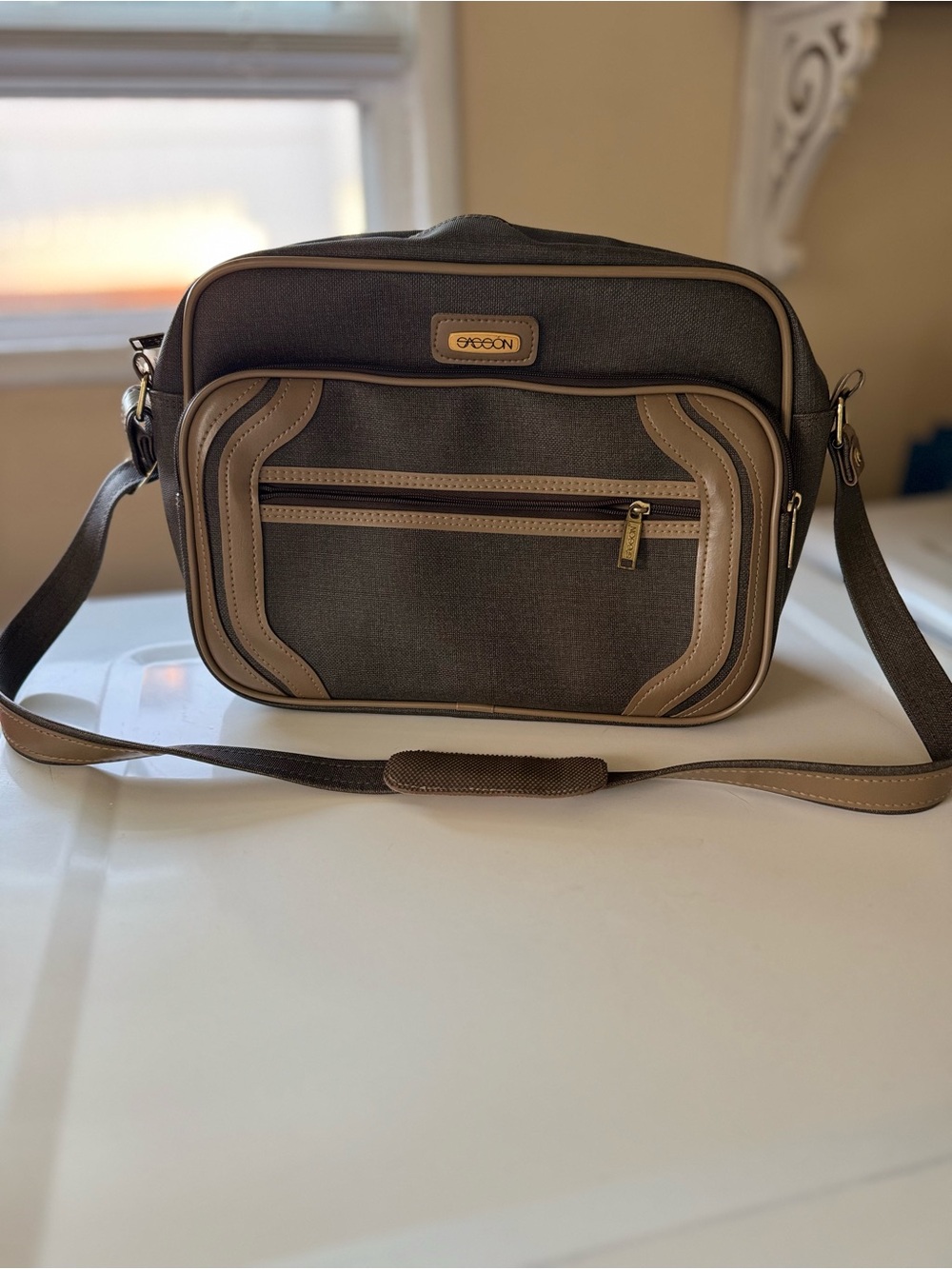 Brown and Tan Vintage Crossbody Shoulder Bag